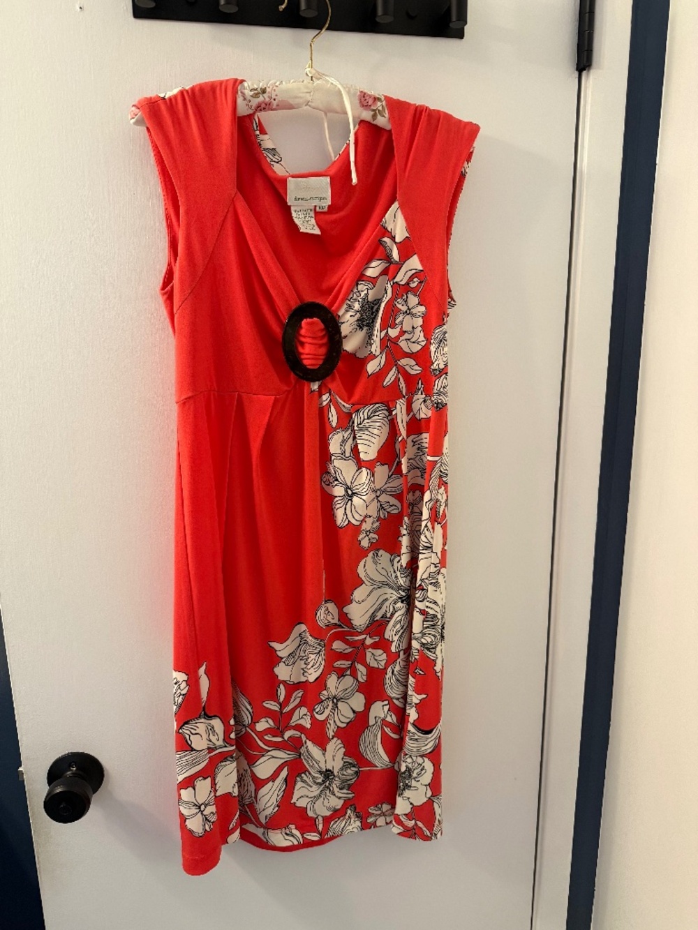 Beach dress, asymmetrical floral print